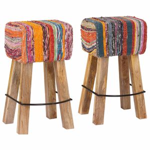 vidaXL Scaun de bar 2 buc. Multicolour 44 x 33 x 74 cm Piele Naturală