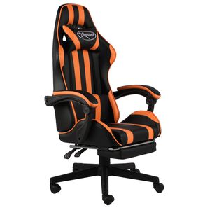 vidaXL Scaun racing suport picioare, negru/portocaliu, piele eco