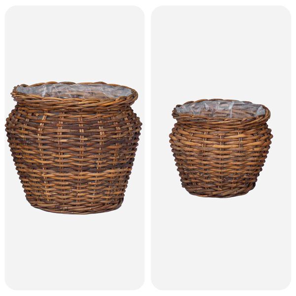 vidaXL Coș pentru plante cu depozitare 2 pcs Maro Ratan Lacak