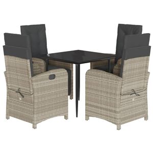 vidaXL Set mobilier de grădină cu perne, 5 piese gri deschis poliratan