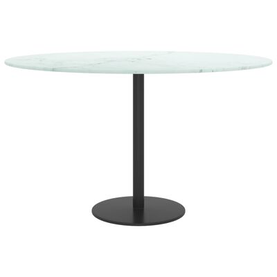 vidaXL Blat masă, alb, Ø70x0,8 cm, sticlă securizată, design marmură