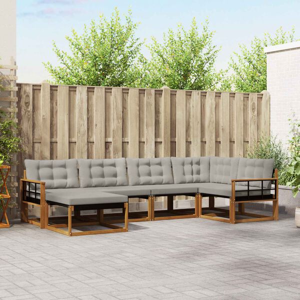 vidaXL Set de canapele de exterior 6 pcs Gri natural și deschis