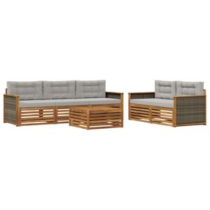 vidaXL Set de canapele de exterior 6 pcs Natural și gri deschis