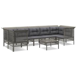 vidaXL Set mobilier de grădină cu perne, 8 piese, gri, poliratan
