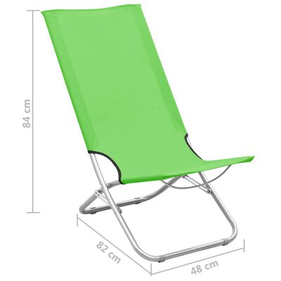 vidaXL Scaune de plajă pliante, 2 buc., verde, material textil