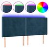 vidaXL Tăblie de pat cu LED, albastru &icirc;nchis, 203x16x118/128cm catifea