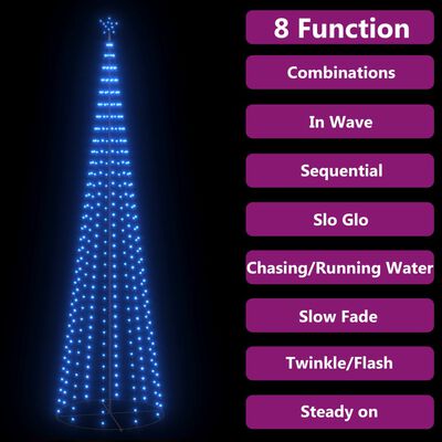 vidaXL Decorațiune brad Crăciun conic 400 LED-uri albastru 100x360 cm