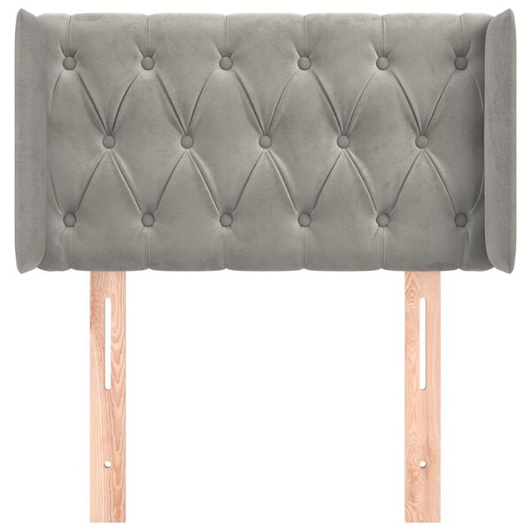 vidaXL Tăblie de pat cu aripioare gri deschis 83x16x78/88 cm catifea