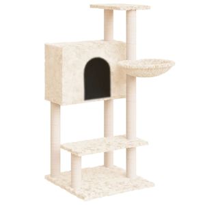 vidaXL Ansamblu de pisici cu st&acirc;lpi din funie de sisal, crem, 108,5 cm