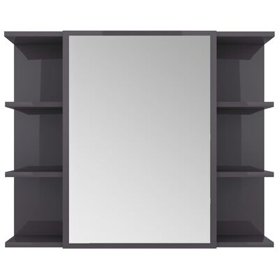 vidaXL Dulap de baie cu oglindă, gri extralucios, 80x20,5x64 cm, PAL