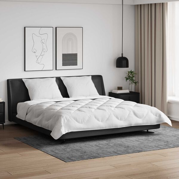 vidaXL Duvet cu perne cu pernă 3 pcs Alb Microfibră