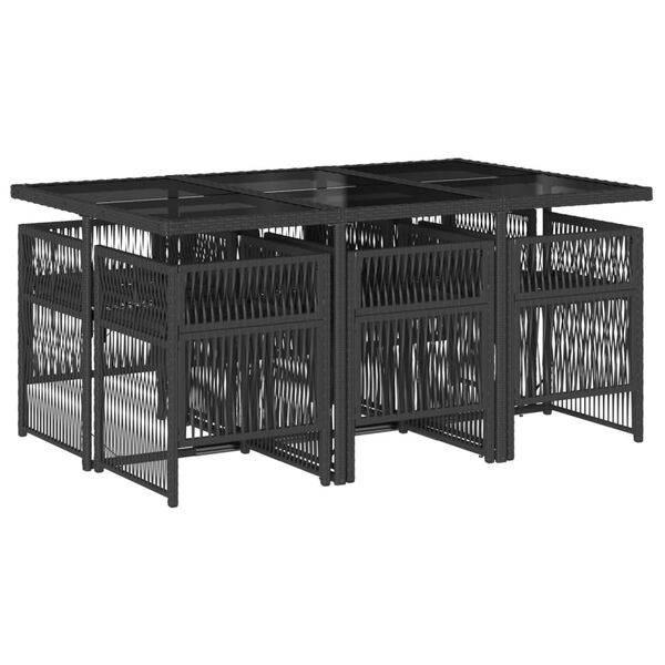 vidaXL Set mobilier de grădină cu perne, 7 piese, negru, poliratan