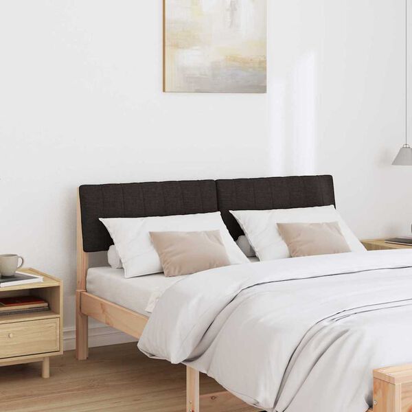 vidaXL Tăblie tapițată Negru 140 cm Lemn de pin masiv