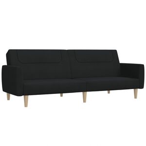 vidaXL Canapea extensibilă cu 2 locuri, negru, material textil