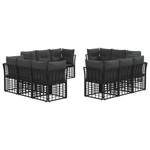 vidaXL Set de canapele de exterior Negru Poliester