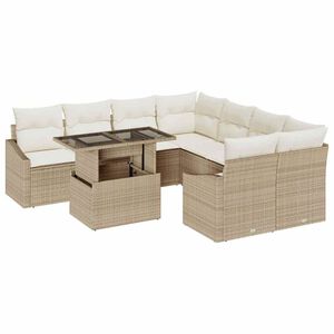 vidaXL Set de canapele pentru grădină 9 pcs Bej Rattan poli