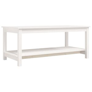 vidaXL Măsuță de cafea, alb, 110x55x45 cm, lemn masiv de pin