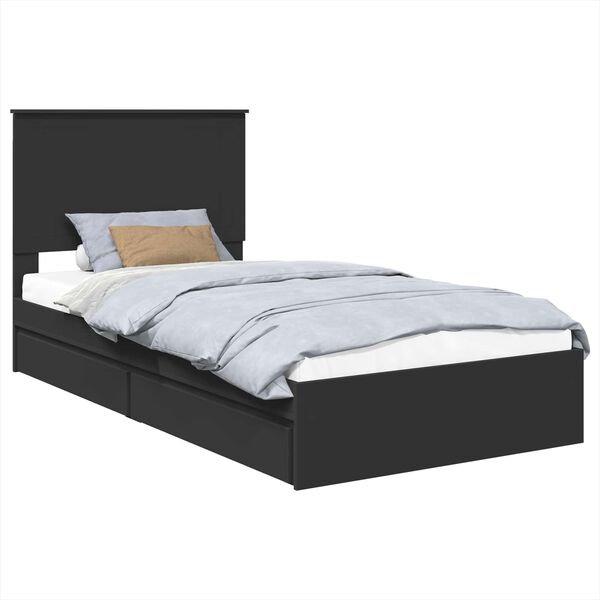 vidaXL Pat cu storage cu headboard Negru 100 x 200 cm Lemn compozit