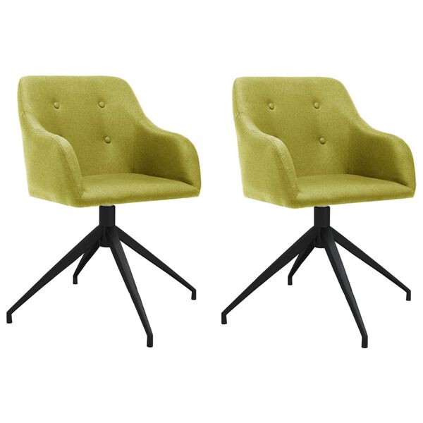 vidaXL Scaune de bucătărie pivotante, 2 buc., verde, material textil