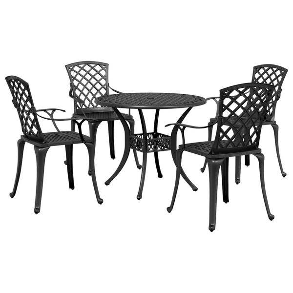 vidaXL Set mobilier de grădină, 5 piese, negru, aluminiu turnat