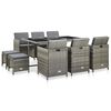 vidaXL Set mobilier de exterior cu perne, 11 piese, gri, poliratan