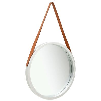 vidaXL Oglindă de perete cu o curea, 50 cm, argintiu
