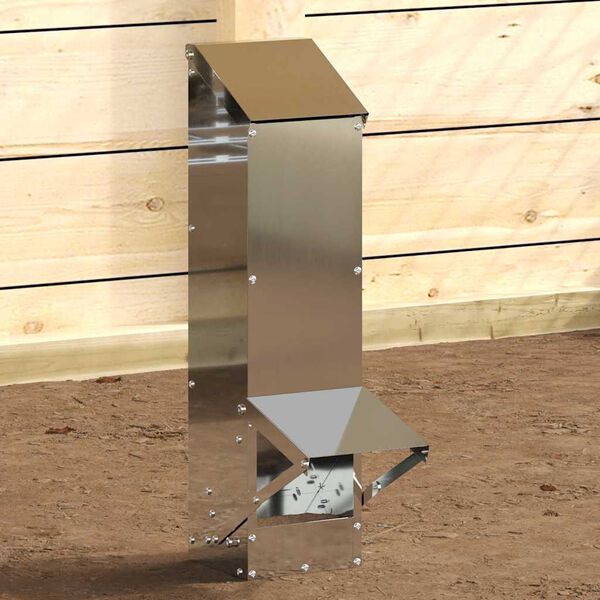 vidaXL Feeder pentru pui Argintiu 13 x 12 x 51 cm Oțel Galvanizat