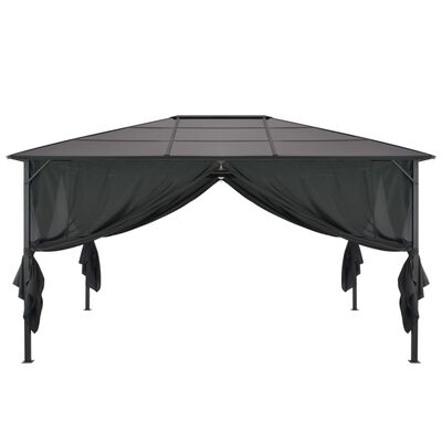 vidaXL Pavilion cu perdea, negru, 4 x 3 x 2,6 m, aluminiu