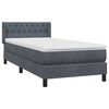 vidaXL Pat box spring cu saltea, gri &icirc;nchis, 90x220 cm, catifea