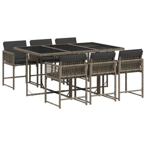vidaXL Set mobilier de grădină cu perne, 7 piese, gri, poliratan