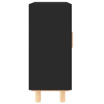 vidaXL Servantă, negru, 60x30x70 cm, lemn masiv pin și ratan natural