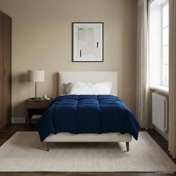 vidaXL Duvet complet pe tot parcursul anului Patos Albastru &icirc;nchis