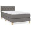 vidaXL Pat box spring cu saltea, gri &icirc;nchis, 90x190 cm, textil