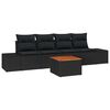 vidaXL Set de canapele pentru grădină cu pernă 5 pcs Negru poliratan