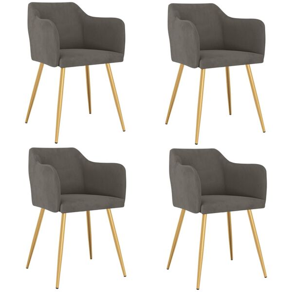 vidaXL Scaune de bucătărie, 4 buc., gri &icirc;nchis, catifea
