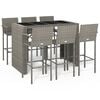 vidaXL Set mobilier bar de grădină, 7 piese, gri, poliratan