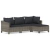 vidaXL Set mobilier de grădină cu perne, 4 piese, gri, poliratan