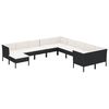 vidaXL Set mobilier de grădină cu perne, 11 piese, negru, poliratan