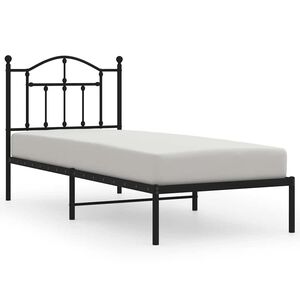 vidaXL Cadru de pat metalic cu tăblie, negru, 90x190 cm