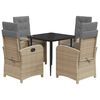 vidaXL Set mobilier pentru grădină, 5 piese, cu perne, bej, poliratan