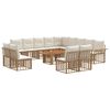 vidaXL Set de canapele pentru grădină 14 buc. Alb Natural și Crem