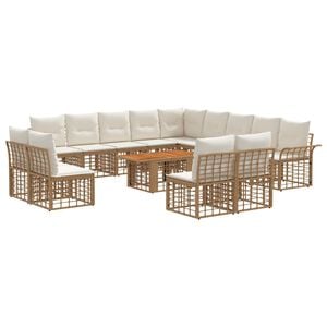 vidaXL Set de canapele pentru grădină 14 buc. Alb Natural și Crem