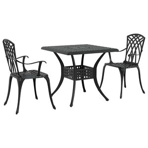 vidaXL Set masă de grădină 3 pcs Negru Aluminiu turnat