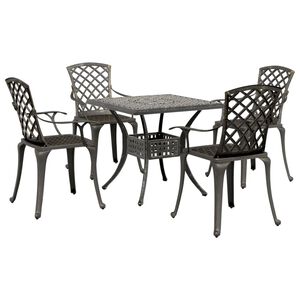 vidaXL Set mobilier de grădină, 5 piese, bronz, aluminiu turnat