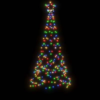 vidaXL Brad de Crăciun cu țăruș, 200 LED-uri, multicolor, 180 cm
