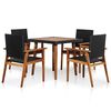 vidaXL Set mobilier de exterior, 5 piese, negru și maro, poliratan