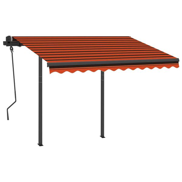 vidaXL Copertină retractabilă manual cu LED, portocaliu&maro 3,5x2,5 m