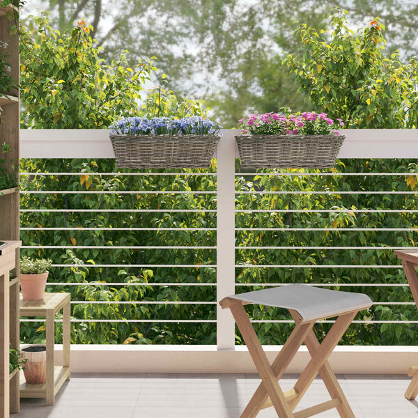 vidaXL Coș suspendat pentru plante 2 pcs Gri 48 x 22 x 15 cm