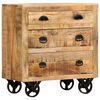vidaXL Dulap lateral cu roți, 70 x 40 x 75 cm, lemn masiv de mango