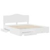vidaXL Cadru de pat cu headboard Alb 200 x 200 cm Lemn compozit